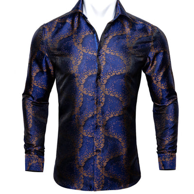 Camisa de Seda Estampado Paisley Azul Verdoso - Diseño Floral Sofisticado para Hombre - Image 13