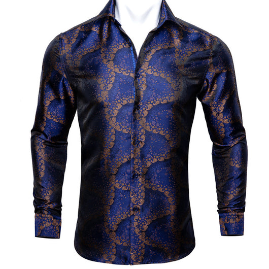 Camisa de Seda Estampado Paisley Azul Verdoso - Diseño Floral Sofisticado para Hombre - Image 13