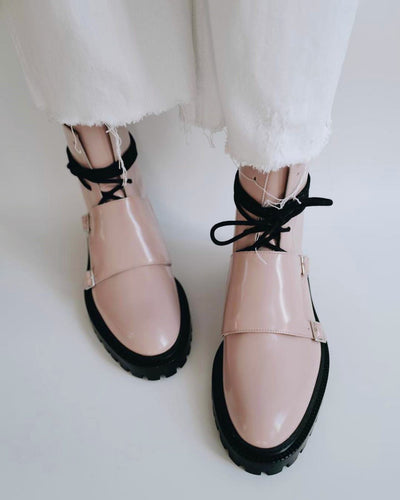 Botas Casuales Mujer Tacón Bajo Grueso Cordones Delanteros Talla 34-43 - Image 10