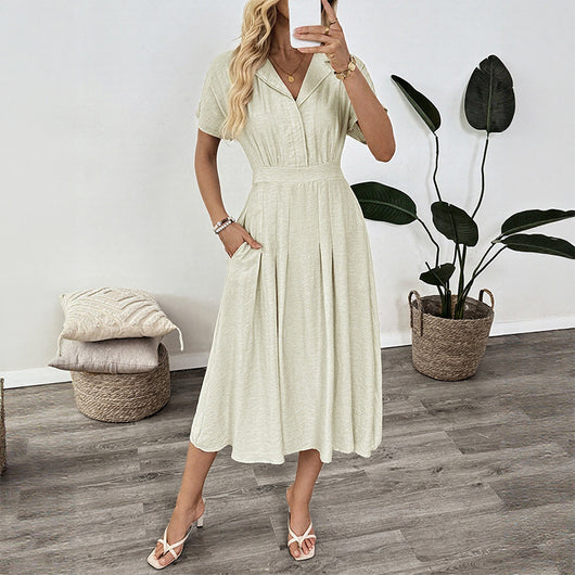 Vestido Camisero Ajustado con Bolsillos - Falda Entallada para Oficina - Image 2