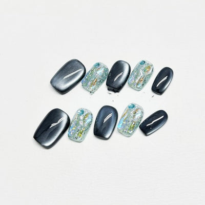 Armadura Elegante de Gato Azul Marino con Cristales Rhinestone Artesanal