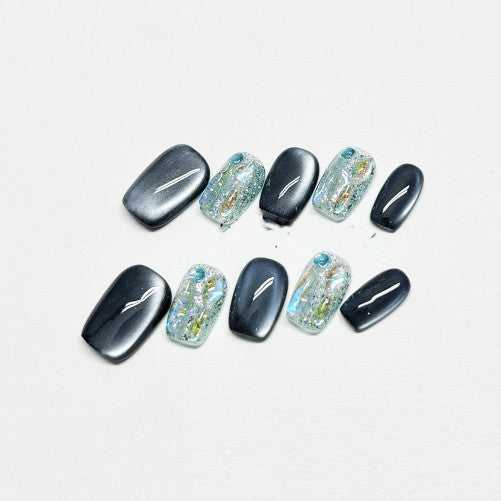 Armadura Elegante de Gato Azul Marino con Cristales Rhinestone Artesanal