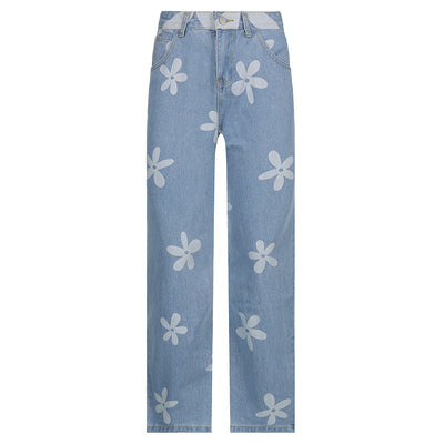 Jeans Rectos con Estrella de Cinco Puntas - Estilo Retro Net Red - Image 8