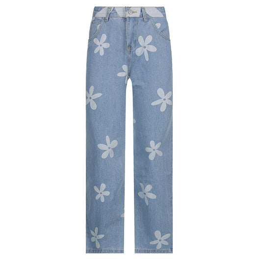 Jeans Rectos con Estrella de Cinco Puntas - Estilo Retro Net Red - Image 8