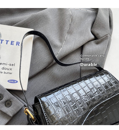 Bolso de Hombro Mujer Cuero PU Patrón Piedra con Hebilla Metálica - Image 19