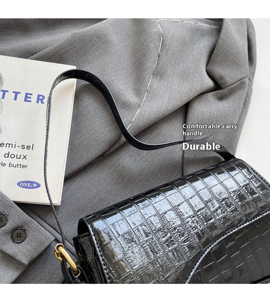 Bolso de Hombro Mujer Cuero PU Patrón Piedra con Hebilla Metálica - Image 19