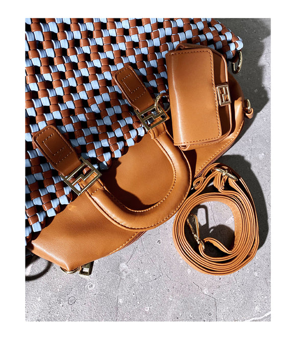 Bolso Tote Tejido a Mano en Cuero - Diseño Bicolor Exclusivo