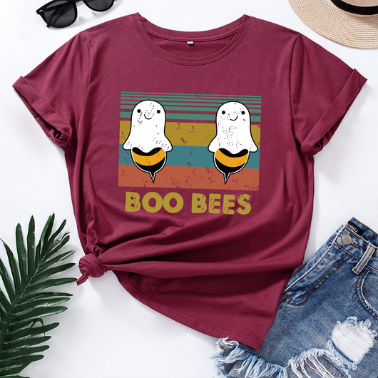 Camiseta Holgada para Mujer Cuello Redondo Manga Corta Creativa - Image 4