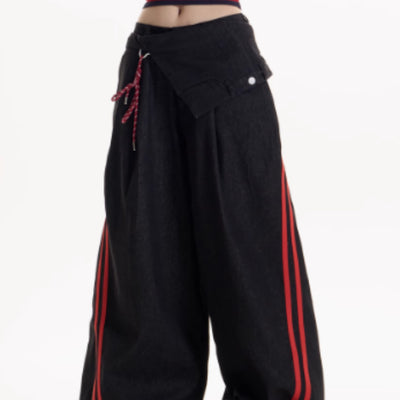 Pantalones Casuales Retro Americano a Rayas con Toque Picante