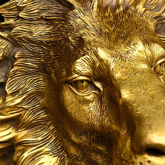 Ornamento Grande de León en Cobre Puro Tallado y Moldeado - Image 2