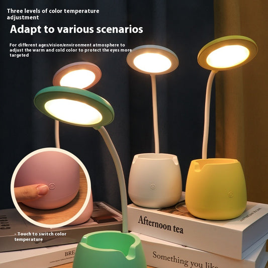 Lámpara de Escritorio LED Multifuncional con Organizador y Carga USB