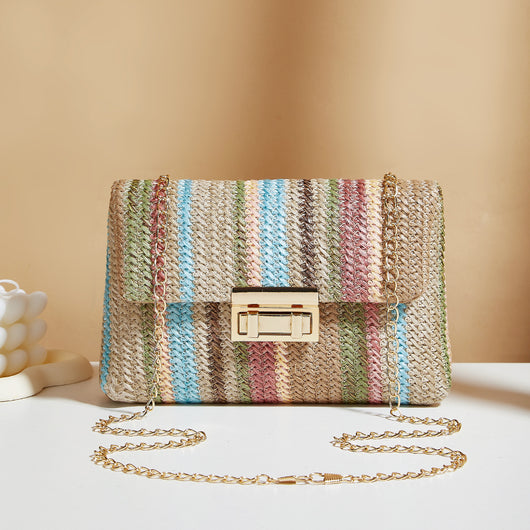 Bolsa de Hombro Tejida con Cierre de Candado para Mujer - Image 5