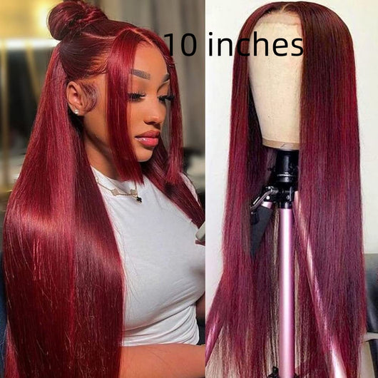 Peluca Larga Roja Cabello Humano con Encaje Frontal - Image 7