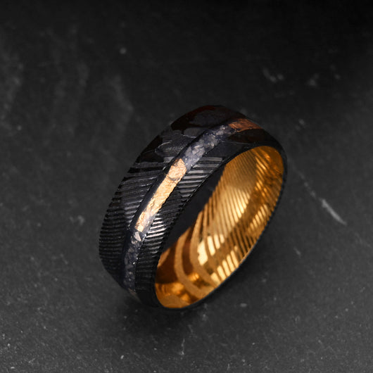 Anillo Damasceno Chapado en Dos Tonos de 8mm para Hombre - Image 4