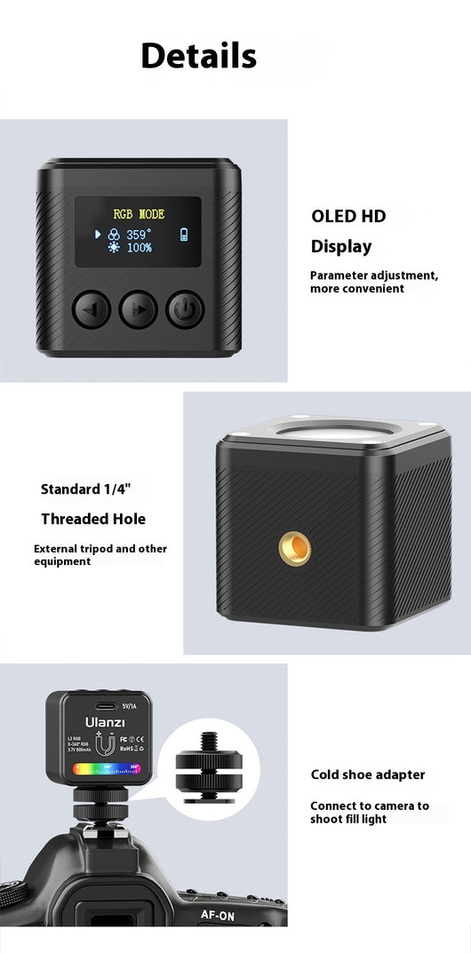 Luz de Relleno Magnética Mini LED Full Color con Batería de Litio - Image 14