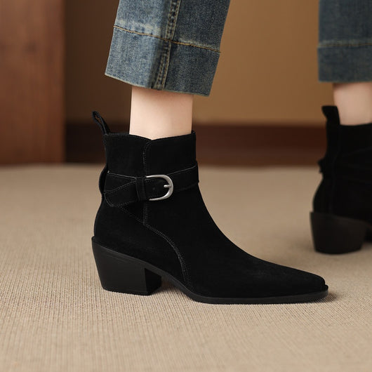 Botas de Ante con Tacón Grueso y Forro Polar para Otoño-Invierno - Image 19