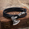 Pulsera de Cuero Trenzado Doble con Acero Inoxidable - Estilo Vintage para Hombre