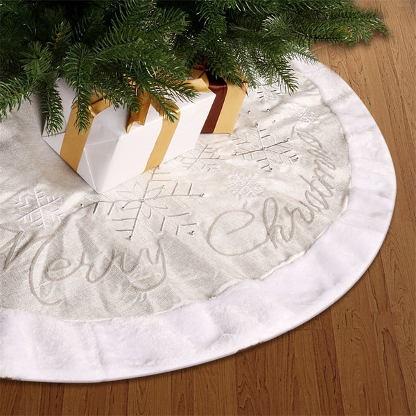 Falda para Árbol de Navidad con Copos de Nieve y Letras