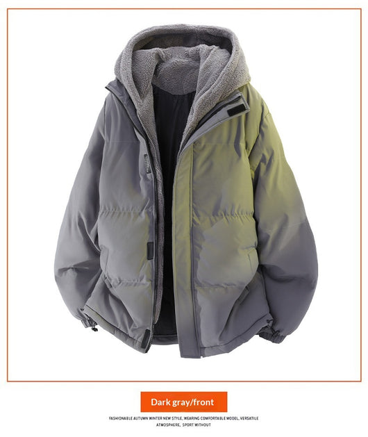 Chaqueta de Invierno Hombre Acolchada Suelta con Diseño Falsa Dos Piezas - Image 20