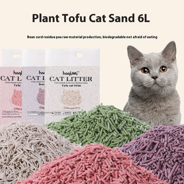Arenilla para Gatos de Tofu Natural 6L - Té Verde y Plantas