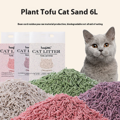 Arenilla para Gatos de Tofu Natural 6L - Té Verde y Plantas