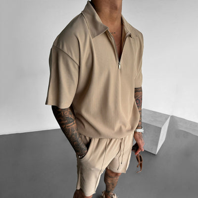 Conjunto Casual de Verano para Hombre - Polo con Cierre y Shorts con Cordón - Image 4