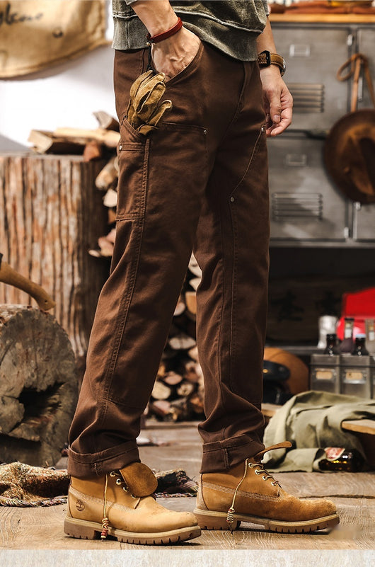 Pantalón Denim Recto Café Clásico para Uso Diario - Image 10