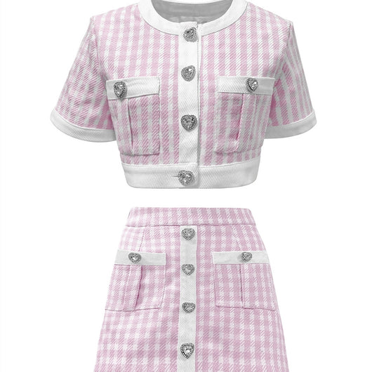 Conjunto Infantil Cuadros con Hebilla Brillante Love - Image 3