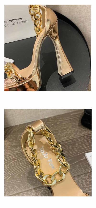 Sandalias Elegantes con Tacón Alto y Plataforma Gruesa Punta Cuadrada - Image 4