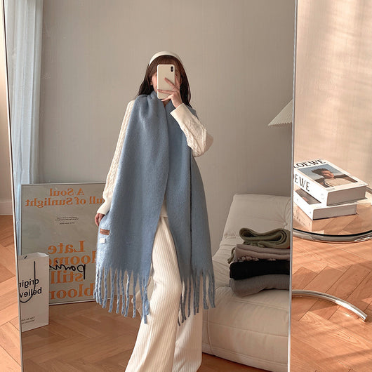 Bufanda Versátil de Color Sólido para Mujer - Abrigo Cálido y Elegante - Image 6