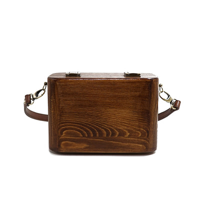 Bolso Mensajero Literario Retro de Madera con Doble Hebilla para Mujer - Image 14