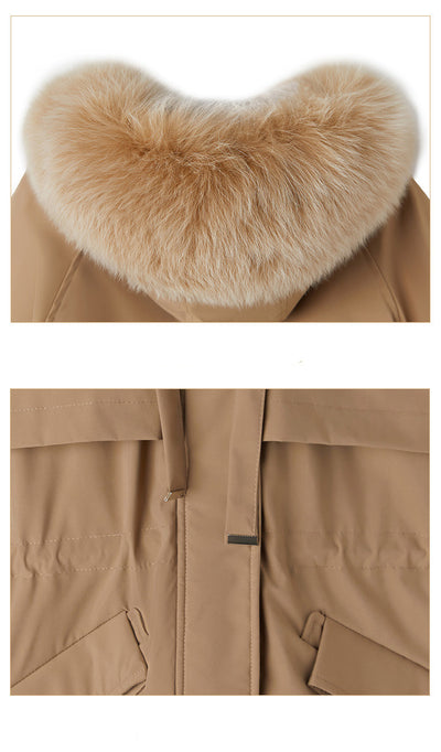 Abrigo Largo con Cuello de Piel para Mujer - Image 17