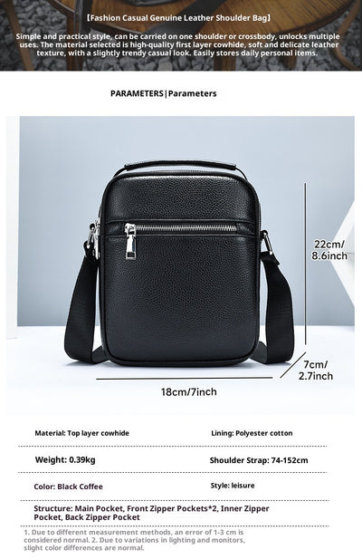 Bolso Bandolera de Cuero Genuino Primera Capa para Hombre - Image 18