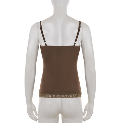 Camiseta Escotada con Patchwork de Encaje y Botones - Image 12