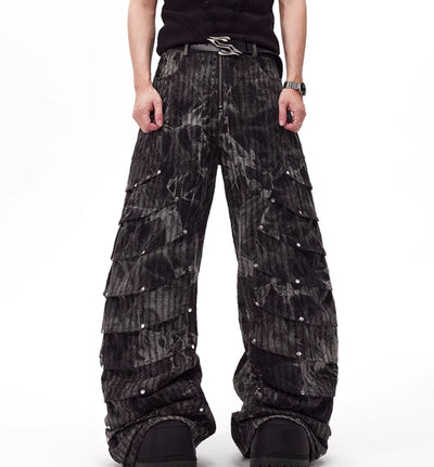 Pantalones Vaqueros Deconstructuidos Estilo Retro Pierna Ancha con Remaches - Image 7