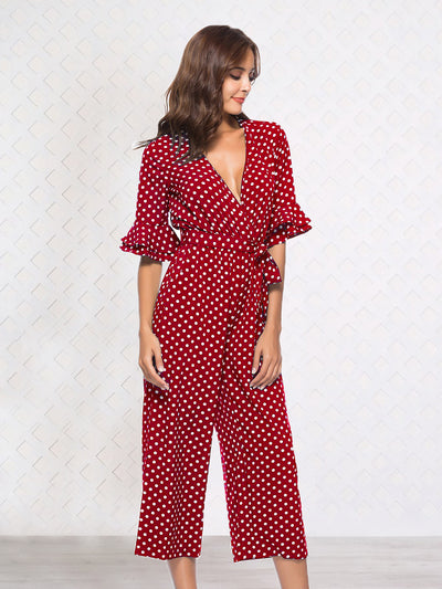 Jumpsuit Elegante con Estampado de Lunares y Manga 3/4 - Image 13