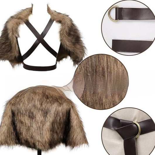 Traje Vikingo Completo con Capa, Chal y Botas de Lana Artificial - Image 11