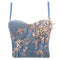 Chaleco Denim Corto Multicolor con Envolvente de Pecho