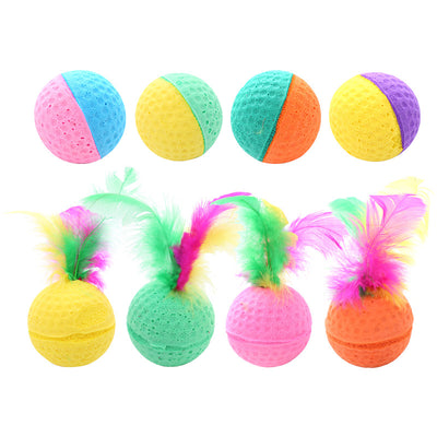 Set of colorful two-tone foam cat toy balls, each 4cm in diameter, in various bright color combinations. - Image 12