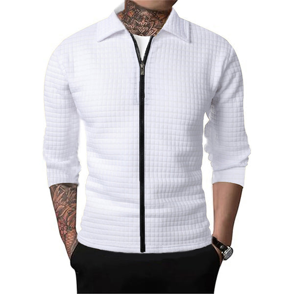 Cardigan Tipo Waffle con Solapa para Hombre - Casual y Versátil