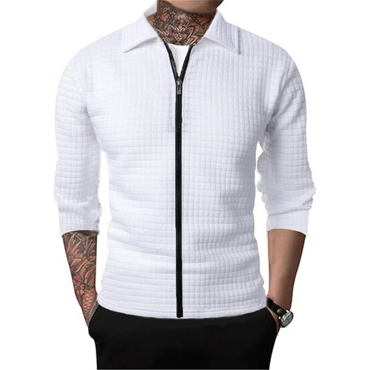 Cardigan Tipo Waffle con Solapa para Hombre - Casual y Versátil