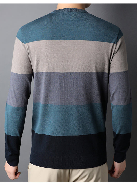 Suéter Cuello Redondo a Rayas para Hombre - Image 12