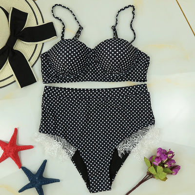 Bikini Talle Alto con Encaje, Lunares y Cierre Underwire - Image 8