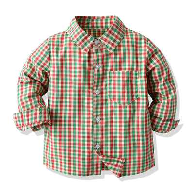 Traje Navideño para Niño - Camisa Cuadros Manga Larga - Image 4