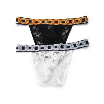 Tanga Masculino de Encaje 3D con Cadena Ajustable Transparente - Image 14