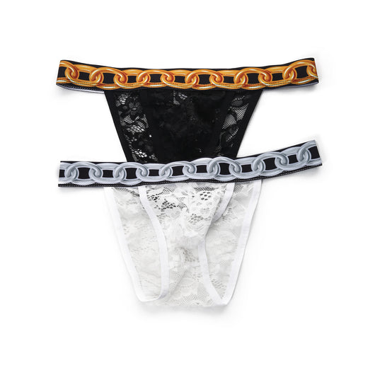 Tanga Masculino de Encaje 3D con Cadena Ajustable Transparente - Image 14