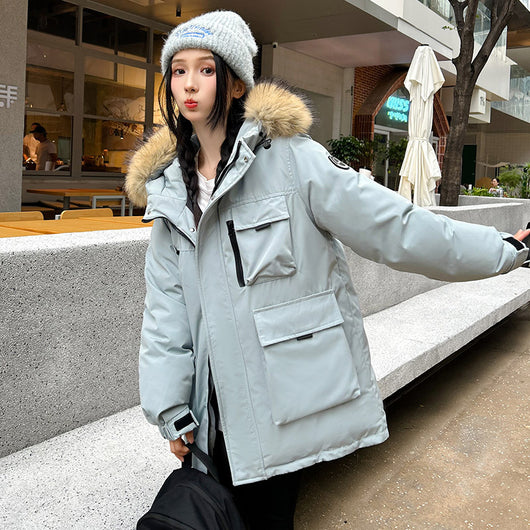 Abrigo de Algodón para Mujer con Cuello de Piel Sintética Cálido - Image 7
