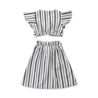 Vestido Mini Blanco a Rayas con Mangas Aleteo para Niñas - Image 9
