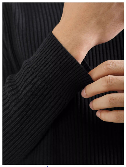 Suéter Cuello Tortuga Coreano para Hombre con Rayas Verticales - Image 13