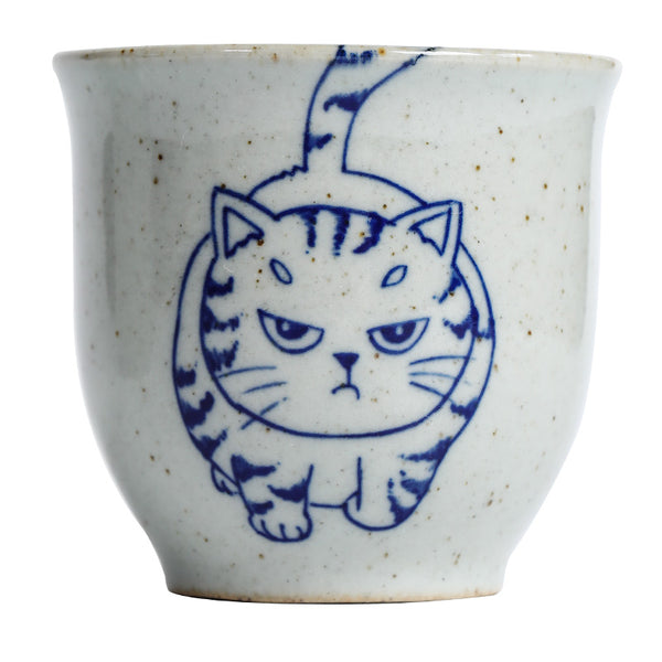 Taza de Té Porcelana Jingdezhen Gato Azul y Blanco - Image 5